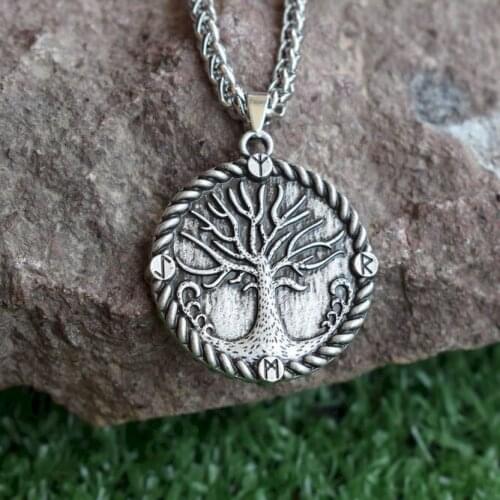 SanLan 12pcs wicca Norse Viking rune necklace tree of life jewelry