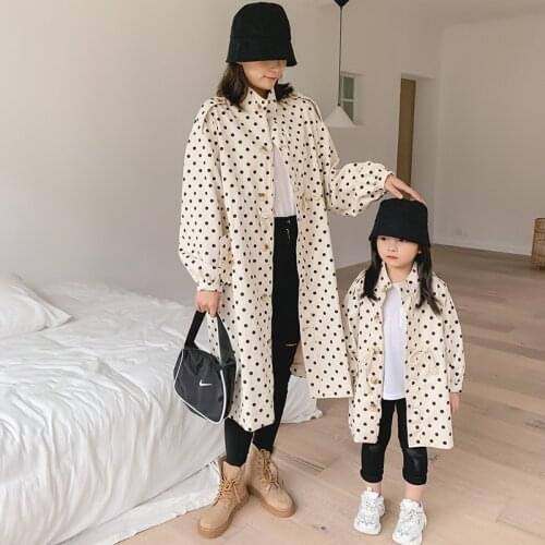 Family Matching Outfits Fashion Korean Polka Dot Windbreaker for Mother and Daughter Clothes 2020 Autumn High Quality Coats New