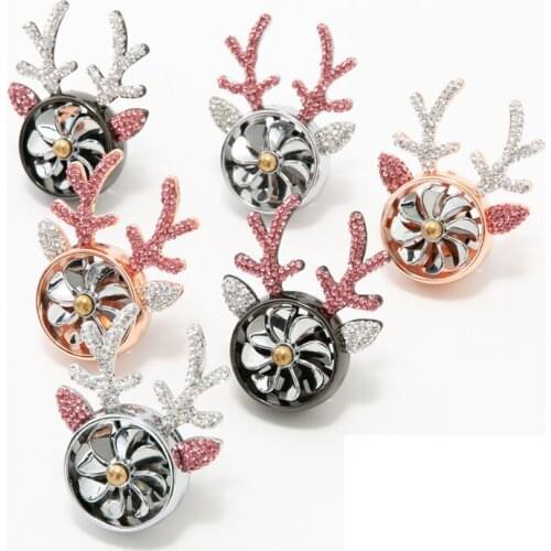 Cute Rhinestones Deer Horn Car Air Freshener Outlet Vent Clip Cartoon Diamond Antlers Car Perfume Solid Diffuser Car Accessories