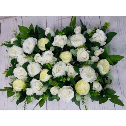SPR Free Shipping 10pcs/lot Artificial silk rose flower wall with green peony wedding backdrop arch flower table decoration flor
