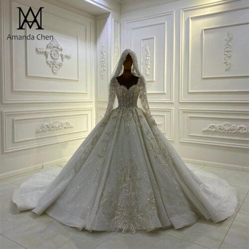 Bridal dress Long Sleeve Lace Applique Wedding Dress