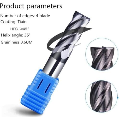 End mill 14mm 16mm 18mm 20mm 4 slot lengthening high strength tungsten steel milling cutter CNC carbide coated metal end mill