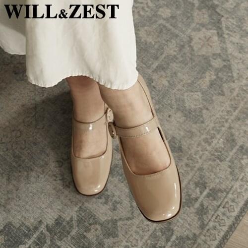 WILL&ZEST Pumps Women Shoes Mary Jane Platform 2021 Fashion Goth Lolita Korean Square Toe Strappy Chunky Heels Sandal Vintage