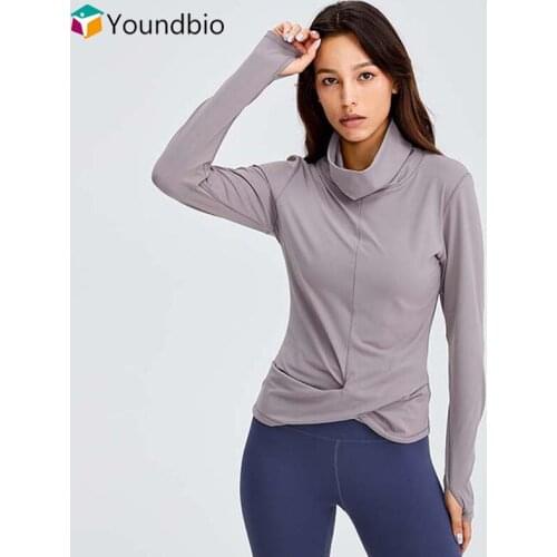 YOUNDBIO 2021 Long Sleeve Sport Shirts Women Fitness High Neck Yoga T-shirt Female Slim Workout Top Autumn Winter Blouses