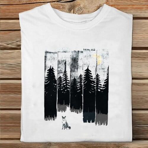 Women Cute Mountain Watercolor Forest Short Sleeve Spring Printing Clothes Print Tshirt Female Tee Top Ladies Graphic T-shirt