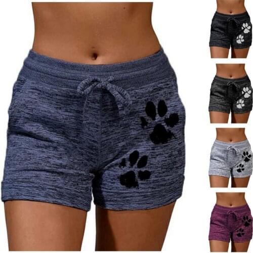 Sports Shorts for Women High Waist Cats Claw Print Drawstring Quick Dry Elastic Sports Shorts Side Pocket Gym shorts Leggings