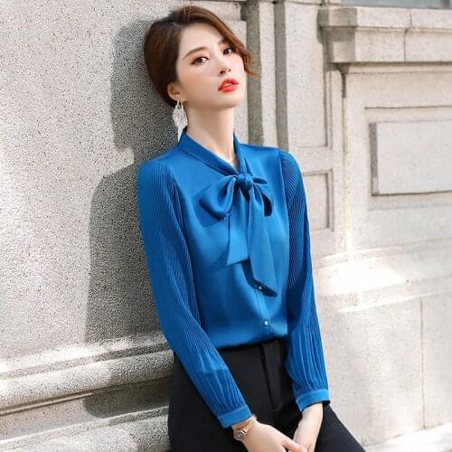 Suit Chiffon shirt womens 2021 new spring dress high end fashion temperament age reducing and slim two piece professional suit