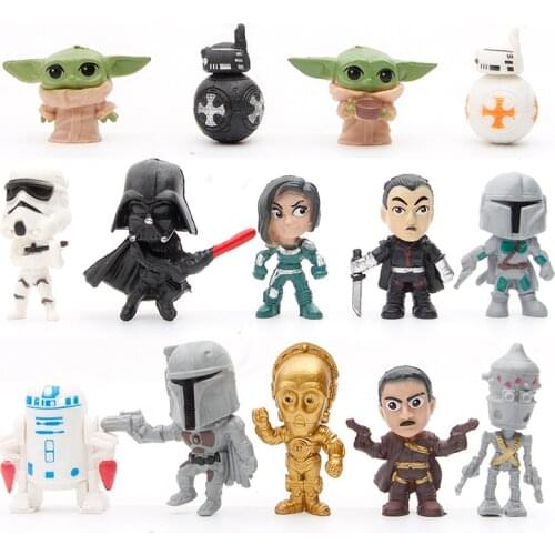 14PCS/SET Disney Star Wars 4cm Baby Yoda PVC Action Figure Anime Figures Force Awakens Darth Vader Toys Model For Children Gift