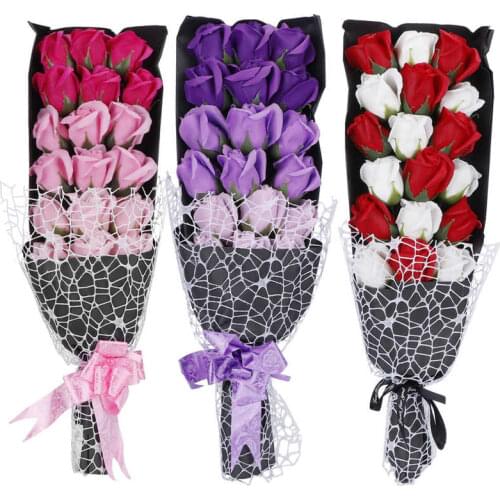 18Pcs Artificial Soap Flowers Rose Bouquet Gift Box Simulation Rose Valentines Day Birthday Festive Gift Home Decoration