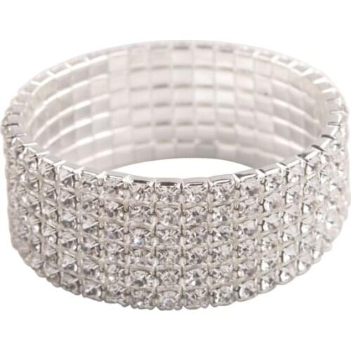 2PCS Clear Crystal Rhinestone Stretch Bracelet Bangle Wedding Wristband