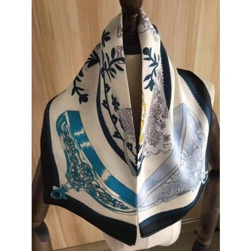 2021 new arrival fashion elegant brand head scarf 100% silk scarf 90*90 cm square shawl twill wrap for women lady girl