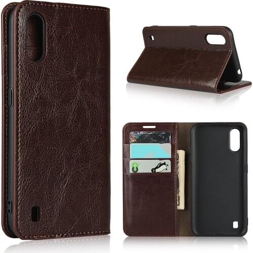 Natural Genuine Leather Skin Flip Wallet Book Phone Case Cover On For Samsung Galaxy A01 A10 A11 A 01 11 10 2 16/32 GB Global