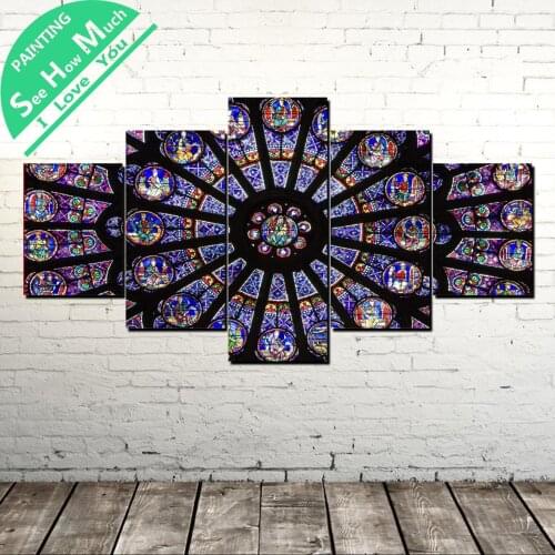 5 Piece Window of Church Ceiling Wall Art Canvas Poster and Print Canvas Painting Decorative Picture Canvas Painting Home Decor