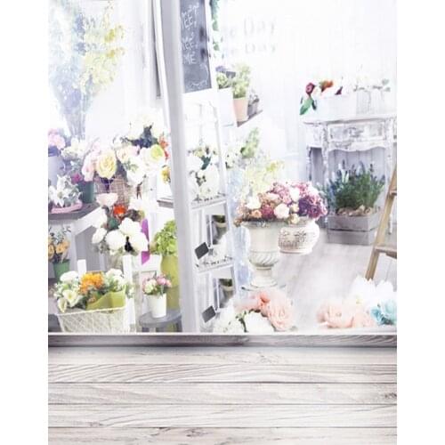5x7ft Wooden Floor Colorful Flowers Photography Backdrops Photo Props Studio Background
