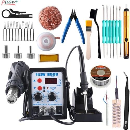 700W 8586 EU US ESD Soldering Station LED Digital Solder Iron Desoldering Station BGA Rework Solder Station Hot Air Gun Welder