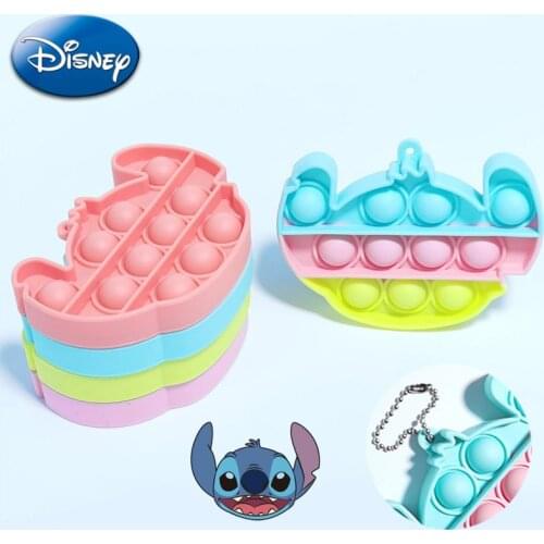 Anime Stitch Push Bubble Fidget Toys Keychain Pendant Antistress Sensory Toys Mini Figet Key Chain Accessories Kids Toy Gifts