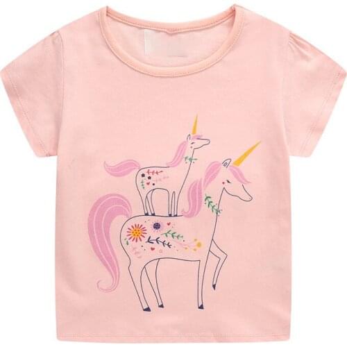 Bambino 2021 New Tees of Children 2-7 Years Unicorn Cotton T shirt for Kids Girl Pink Tops Clothing Baby Clothes Child Costume