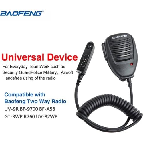 Baofeng Walkie Talkie Waterproof PTT Microphone Speaker For BaoFeng UV-9RPlus UV-XR A-58 GT-3WP Headset