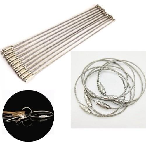 5Pcs EDC Keychain Stainless Steel Cable Key Chain Ring Sets Carabiner Key Holder School Stationery Office Supplies