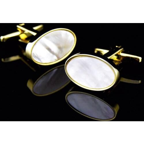 JHSL Brand Fashion Mens Jewelry Gold Silver Color Copper Men Shell Cufflinks Sets for Shirt Party Gift High Quality