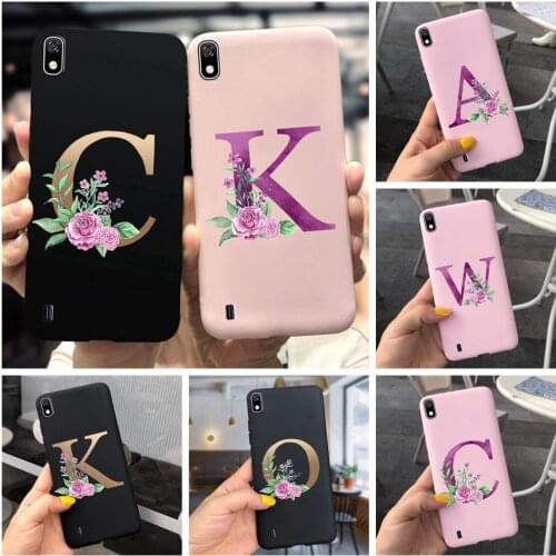 For Samsung A10 Case Cute Flower Custom 26 English Initial Letters Phone Case For Samsung Galaxy A10 A105 A105F A 10 2019 Bumper