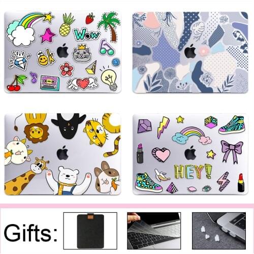 Sanmubaba Laptop Case For Macbook Air 13 M1 2020 Pro 13 15 16 12 inch Retina Laptop Sleeve Clear Cartoon Cover A2337 A2338 A2289