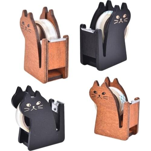 High Quality Cute cat wooden tape Dispenser Tape holder Tape cutter Office & School Supplies