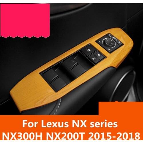 For Lexus NX series NX300H NX200T 2015-2018 Imitation wood grain Car window glass switch button Decorative Door armrest frame