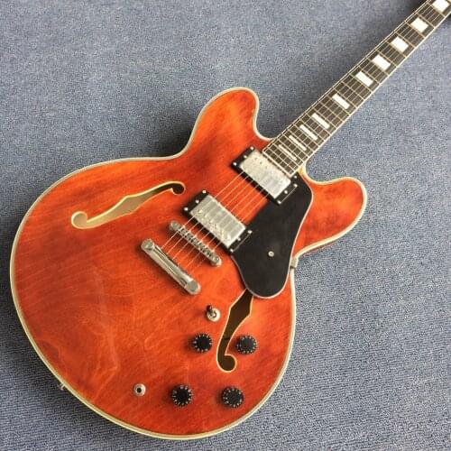 Jazz Hollow Body Electric Guitar, Ebony fingerboard, Double F holes electric guitar, Free shipping