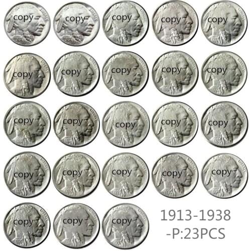 A SET OF 1913-1938 67pcs Buffalo Nickel Five Cents Copy Coins