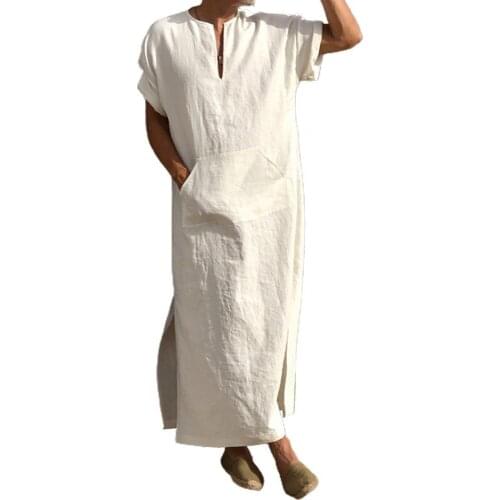 Summer Retro Robe Deep V-neck Men Robe Short Sleeve Lightweight Solid Color Side Split Loose Robe Traditional Clothing 2021