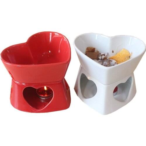 Ice cream fondue tool Chocolate podjarka furnace ceramic heart bowl color