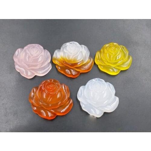 Fine Jewelry Fashion Natural Jade Medullary Carved Rose Necklace Lucky Blessing Pendant Lovers Jewelry Gifts