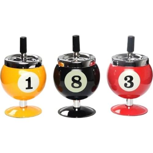 T84E Cigarette Ashtray Creative Billiards Ball Shape Ashtray with Spinning Tray for Indoor Outdoor Smoking
