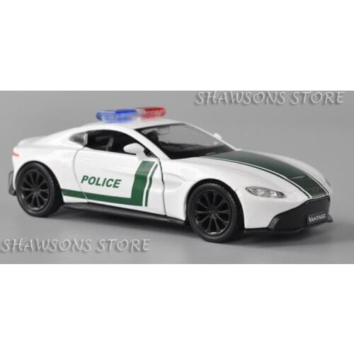 1:36 Scale Diecast Car Model Aston Martin Vantage Police Patrol Wagon Miniature Replica Pull Back Toy