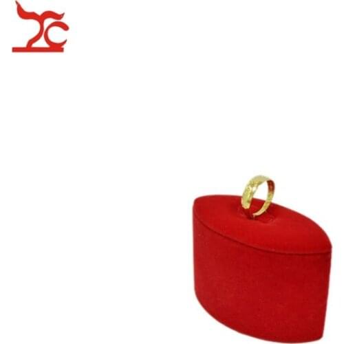 Fashion Red Velvet Ring Jewelry Display Tower Flower Shape Wedding Birthday Ring Organizer Display Holder Stand 8*4*5.5CM
