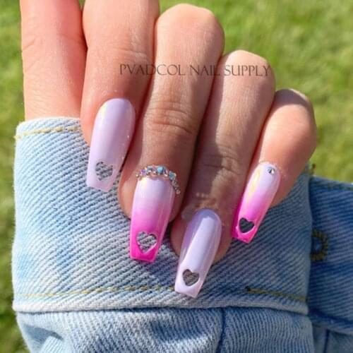 Cute Heart Medium Coffin False Nail Tips Full Cover Nails Fake Tip Press On Salon Manicure Supply Supply