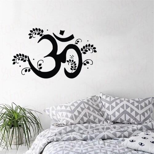 Leaves OM Symbol Wall Stickers Creative Home Decor Vinyl Adhesive Stickers Living Room Wall Decals WL1702
