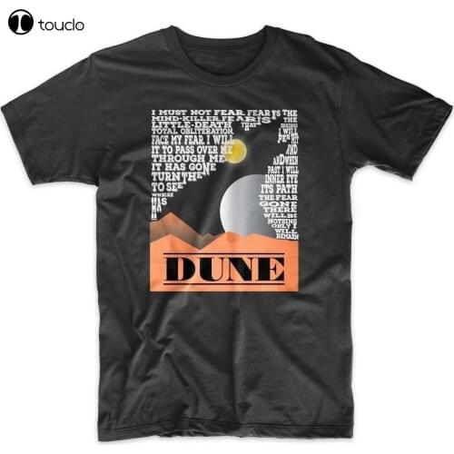 New Dune T-Shirt. Fear Is The Mind Killer.Classic Science Fiction.Black Gray Or Red Cotton Tee Shirt