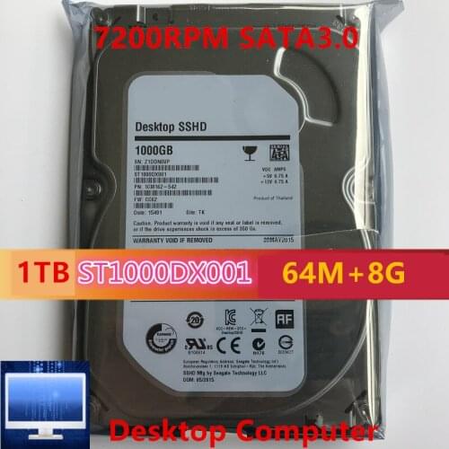 New SSHD For Seagate Brand 1TB 3.5" SATA 6 Gb/s 64MB+8G 7200RPM For Internal Hard Disk For Desktop HDD For ST1000DX001