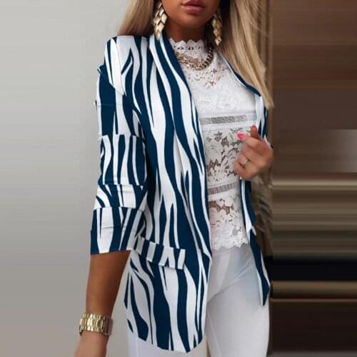 Office Coat Cardigan Striped Blazers Cardigan Lady Suits for Work Long Sleeve Ladies Outerwear Stylish Tops Blazer Vintage Coat