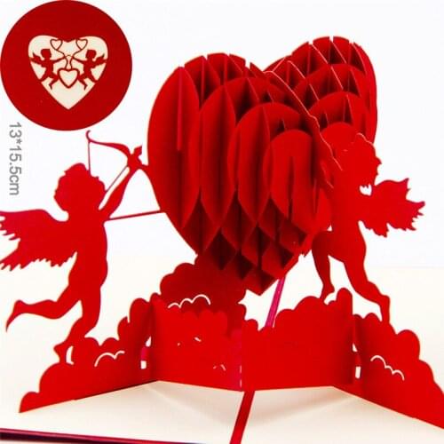 3D Pop Up Birthday Greeting Postcards Gift Cards Custom Laser Cut Heart Blank Vintage Invitation Mariage Love Letters Messages