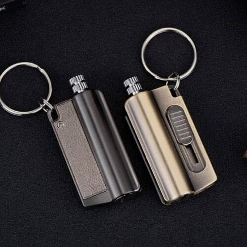 Hot Portable Match Striker Kerosene Oil Lighter With Utility knife Waterproof Outdoor Survival Tool Keychain Flint Fire Starter