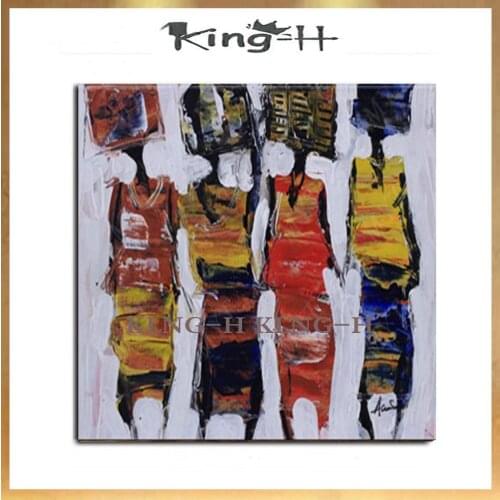 Recién llegado artista pintado a mano hermosa pared arte gente del mundo pintura al óleo sobre lienzo cuatro señoras bailando pi