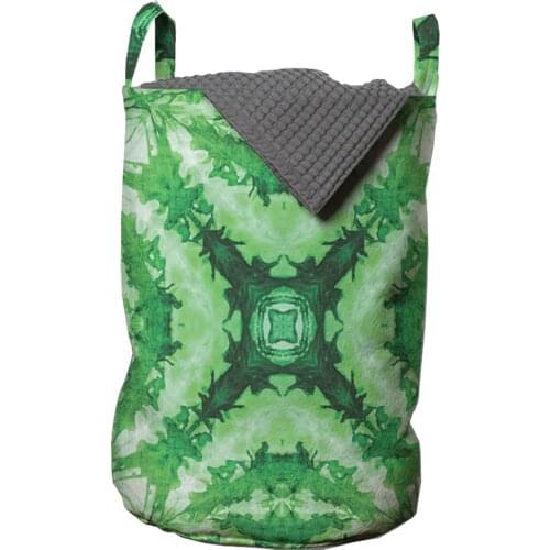 Psychedelic Laundry Basket Abstract Square Shaped Green Organizer for Clothes Underwear Socks Toys Wash Bag & Home Storage