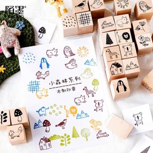Small Forest Series Nature Animal Plant Wooden Rubber Stamps for Scrapbooking DIY Photo Album Decoration Embossing Craft Gifts