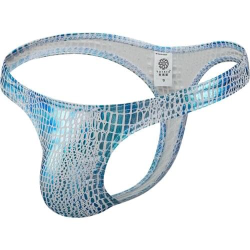 Sexy Underwear Gay Jockstrap Thongs Mens Thongs and G Strings Breathable Sissy Panties Underpant Lingerie Snake Skin Underwears