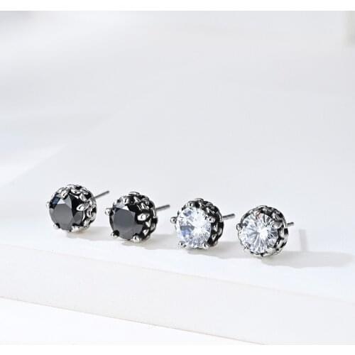 1 Pairs Fashion Crystal Studs Earrings for Men Woman Stainless Steel Earrings Charm Punk Male Jewelry