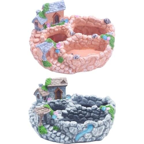 Fairy Resin Planter Modern Garden Miniature Sweet House Cottage Flowerpot DIY Bonsai Pots for Succulent Plants Indoor Outdoor