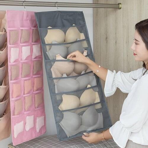 Wardrobe Storage Bag Foldable Hanging Organizer Underware Bra Sock Multi Pockets Bag Non-woven Fabric Hang Storage Organizer Bag